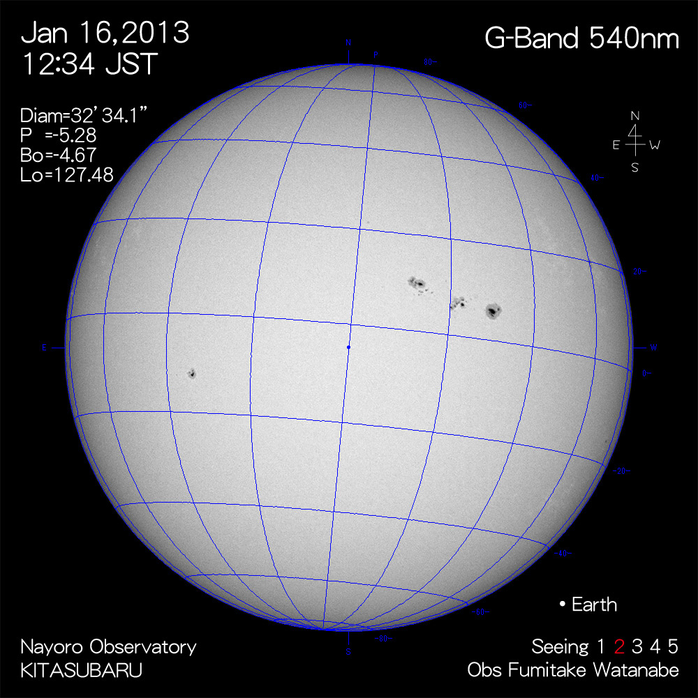 2013年1月16日540nm波長の太陽