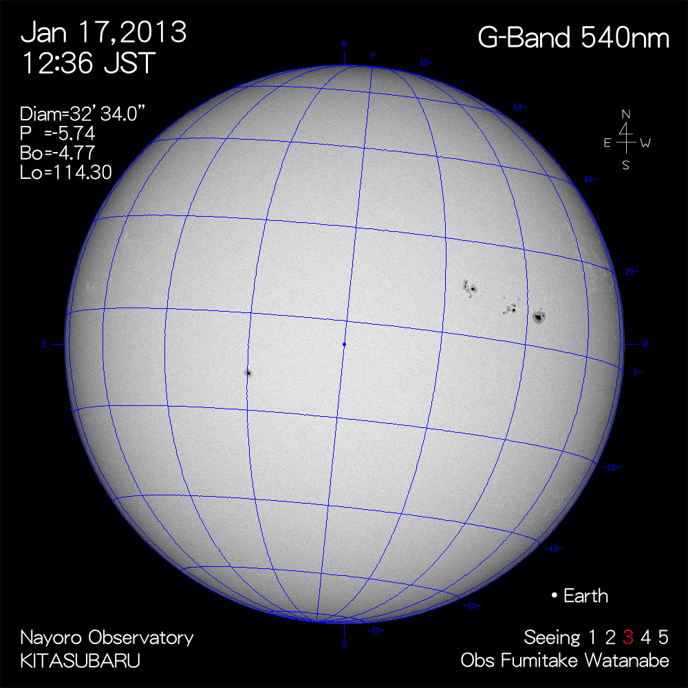 2013年1月17日540nm波長の太陽