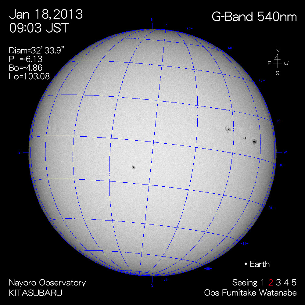 2013年1月18日540nm波長の太陽