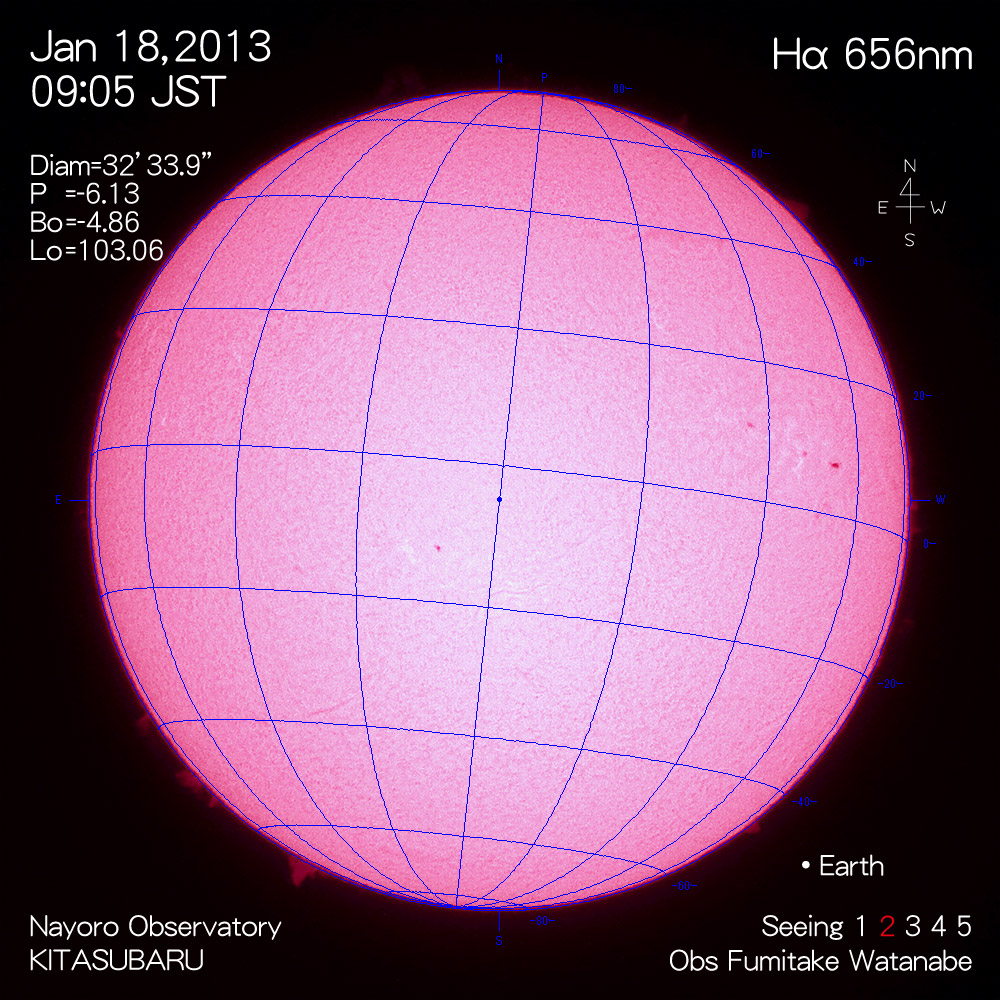 2013年1月18日Hα波長の太陽