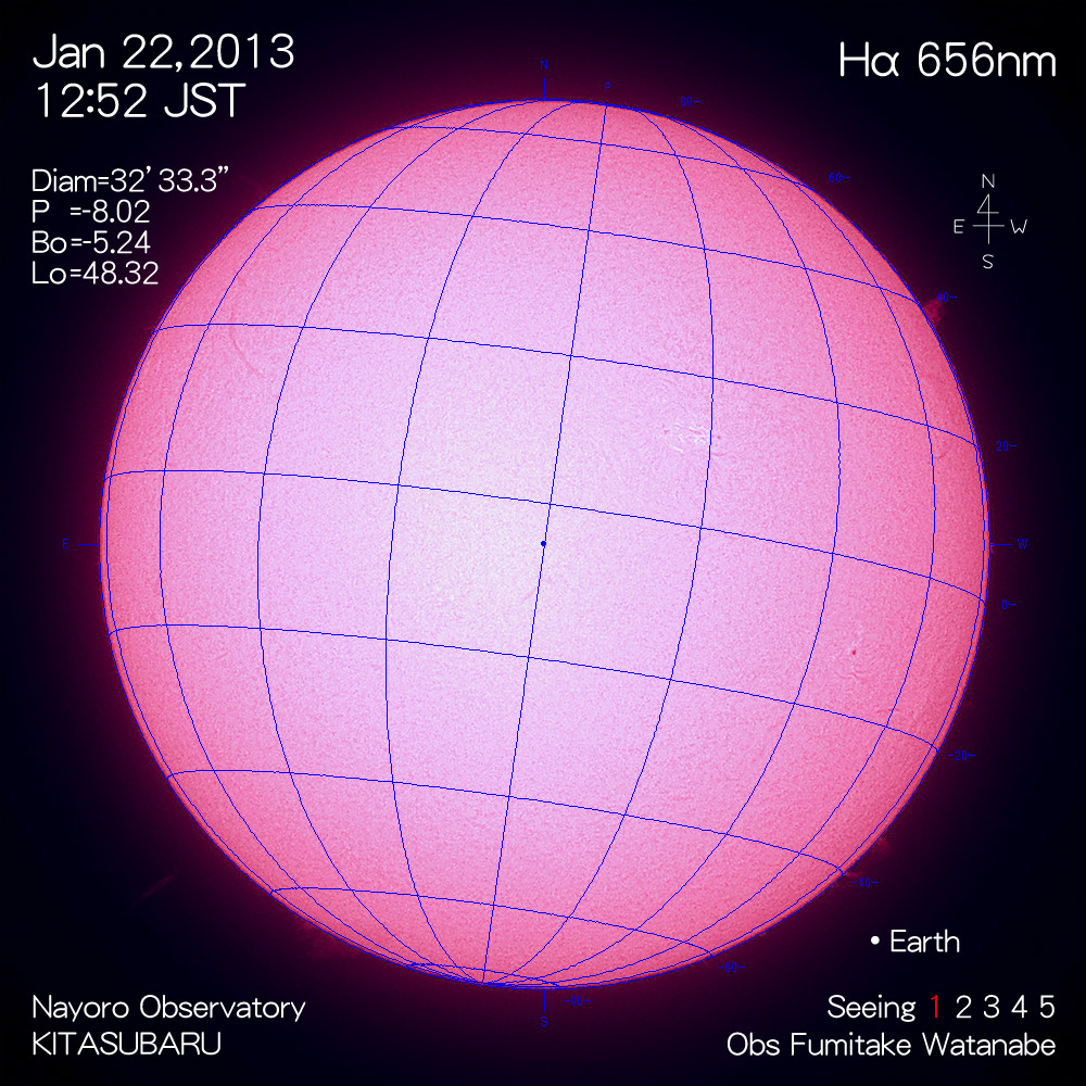 2013年1月22日Hα波長の太陽
