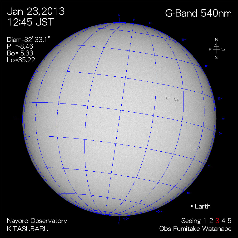 2013年1月23日540nm波長の太陽