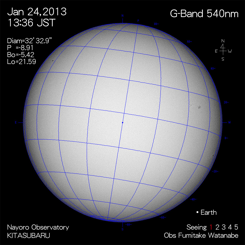 2013年1月24日540nm波長の太陽