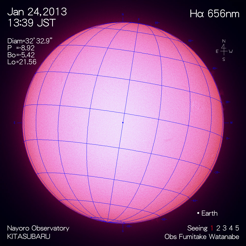 2013年1月24日Hα波長の太陽