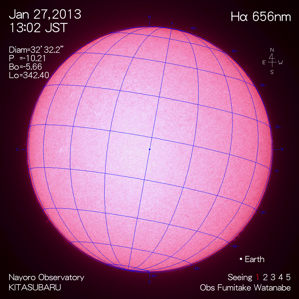 2013年1月27日Hα波長の太陽