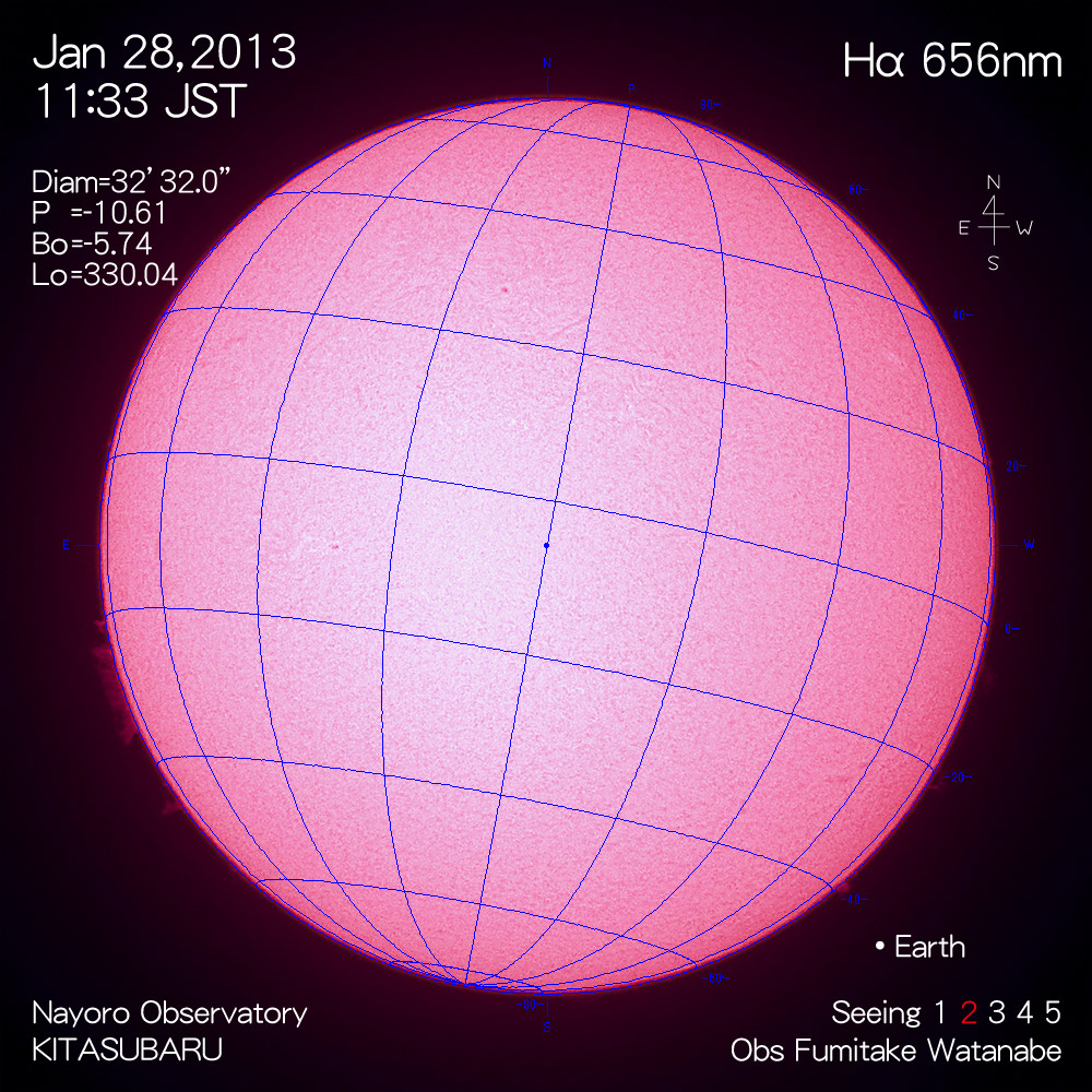 2013年1月28日Hα波長の太陽