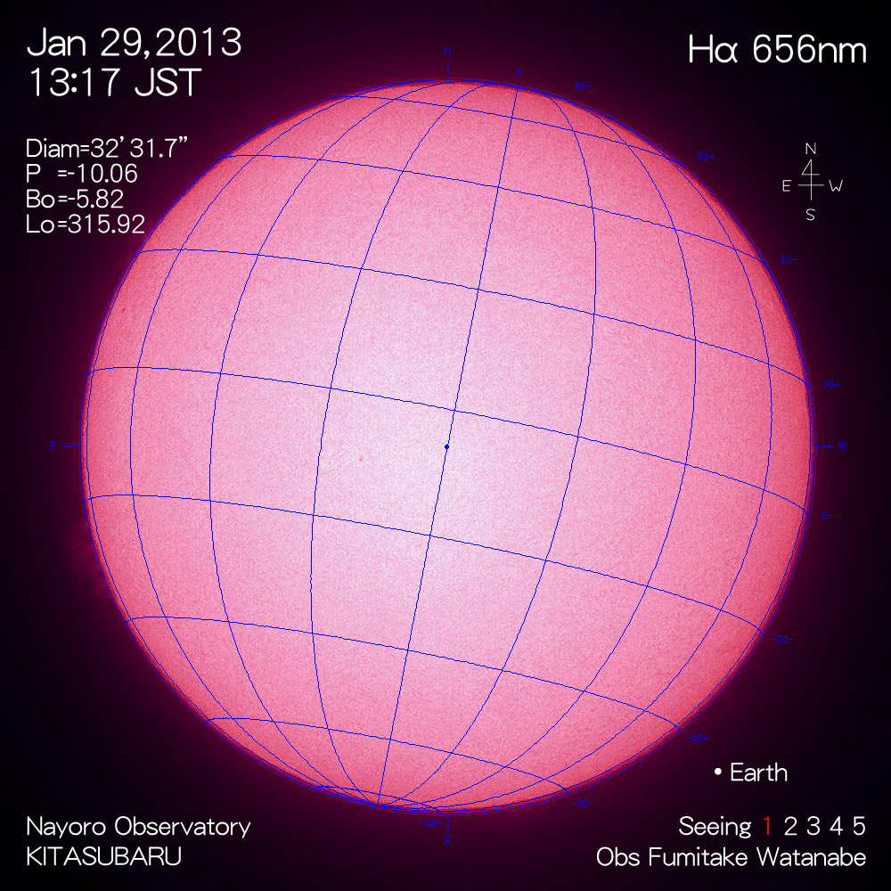 2013年1月29日Hα波長の太陽