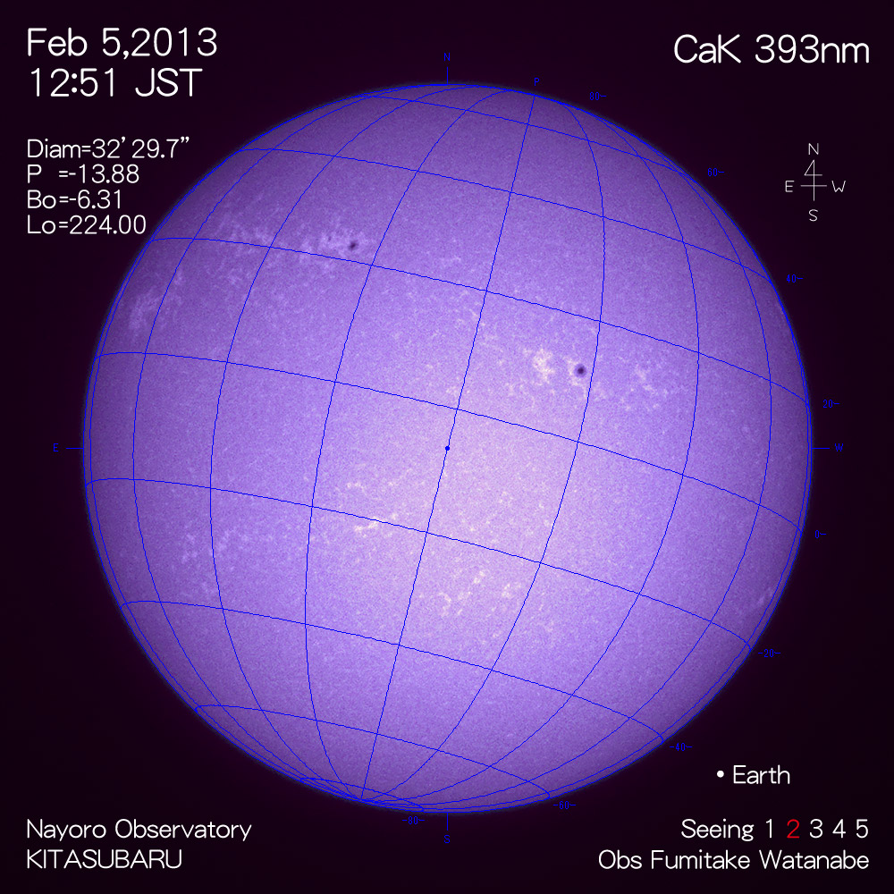 2013年2月5日CaK波長の太陽