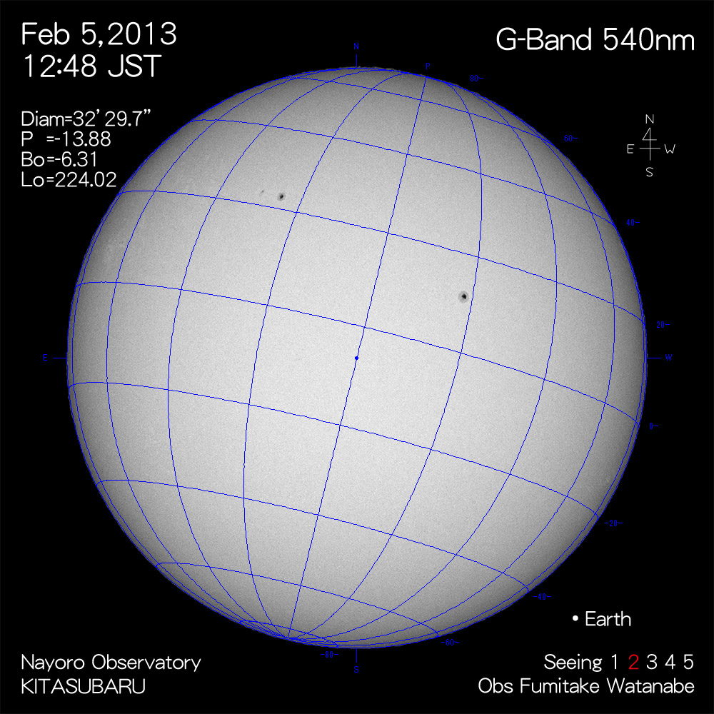 2013年2月5日540nm波長の太陽