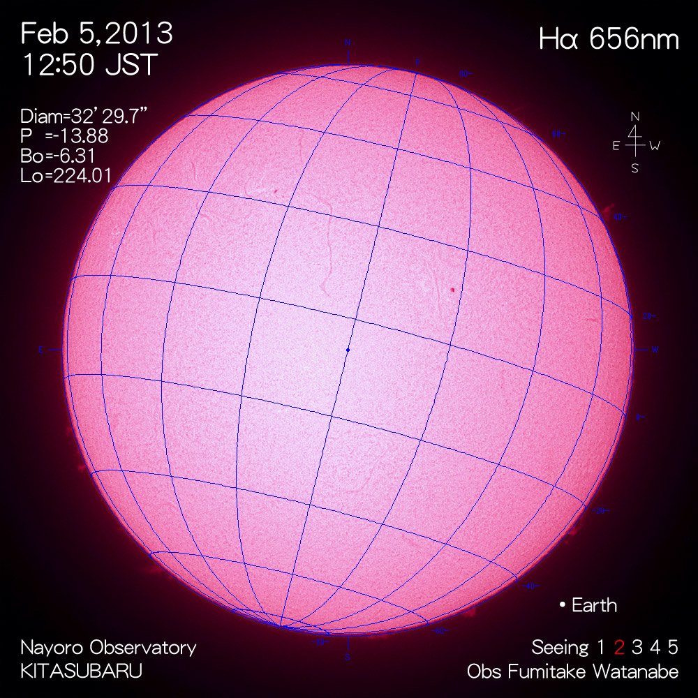 2013年2月5日Hα波長の太陽