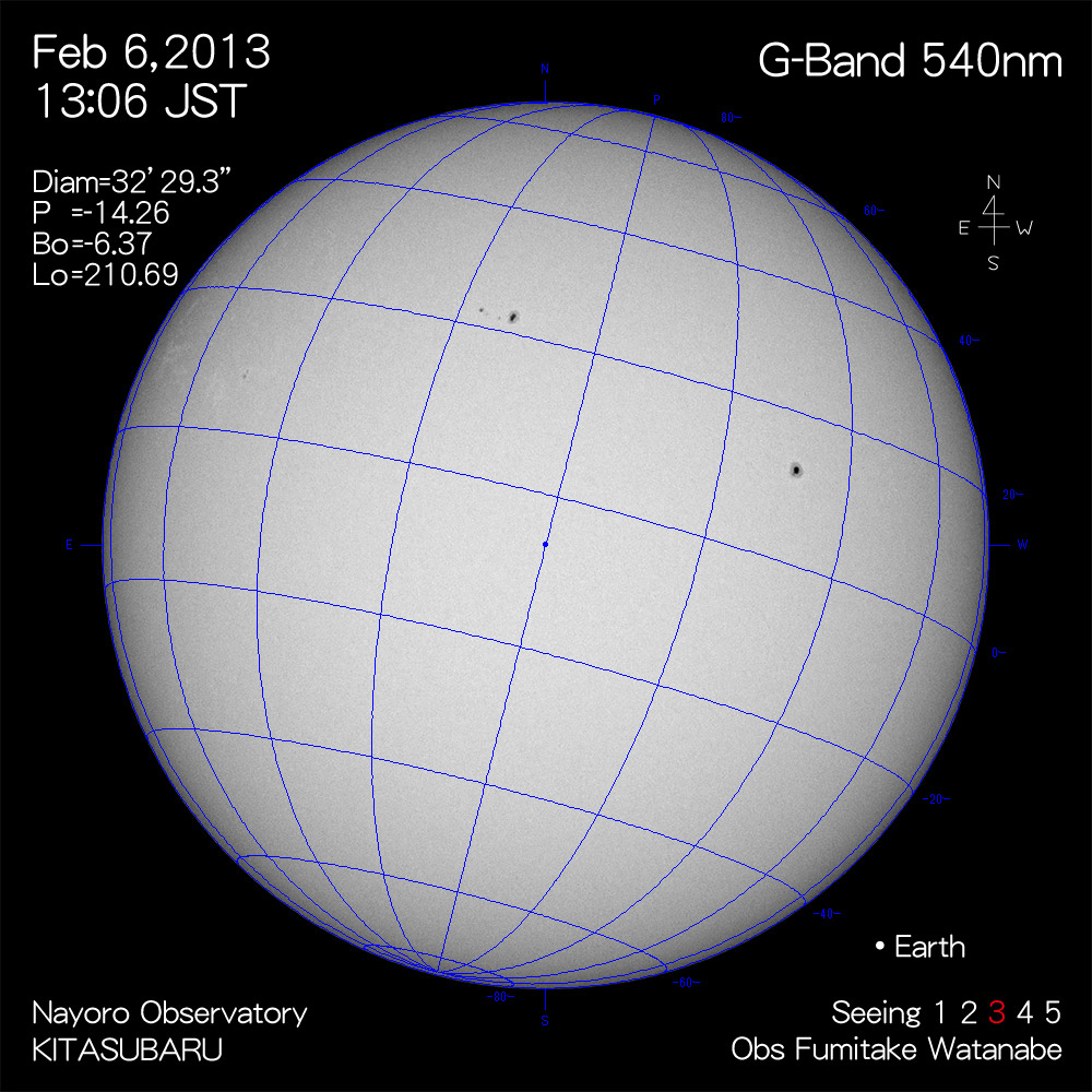 2013年2月6日540nm波長の太陽