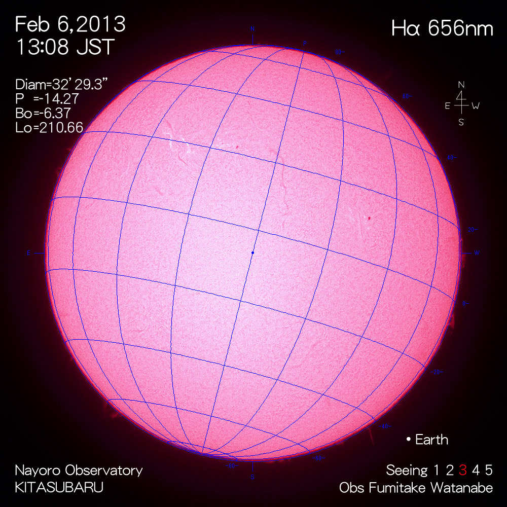 2013年2月6日Hα波長の太陽