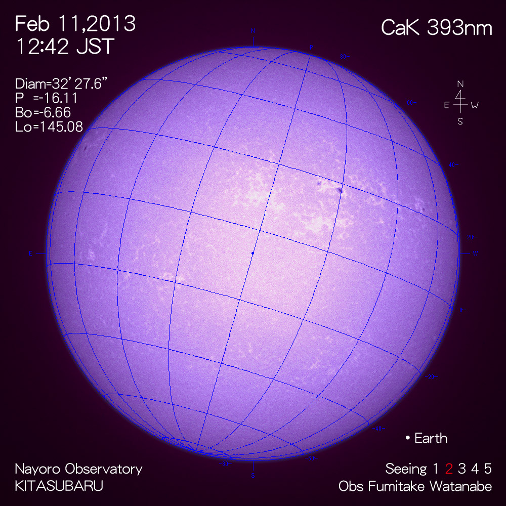 2013年2月11日CaK波長の太陽