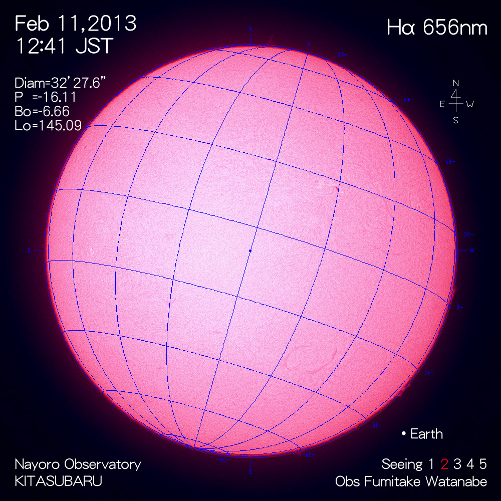 2013年2月11日Hα波長の太陽