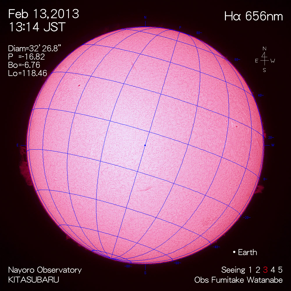 2013年2月31日Hα波長の太陽