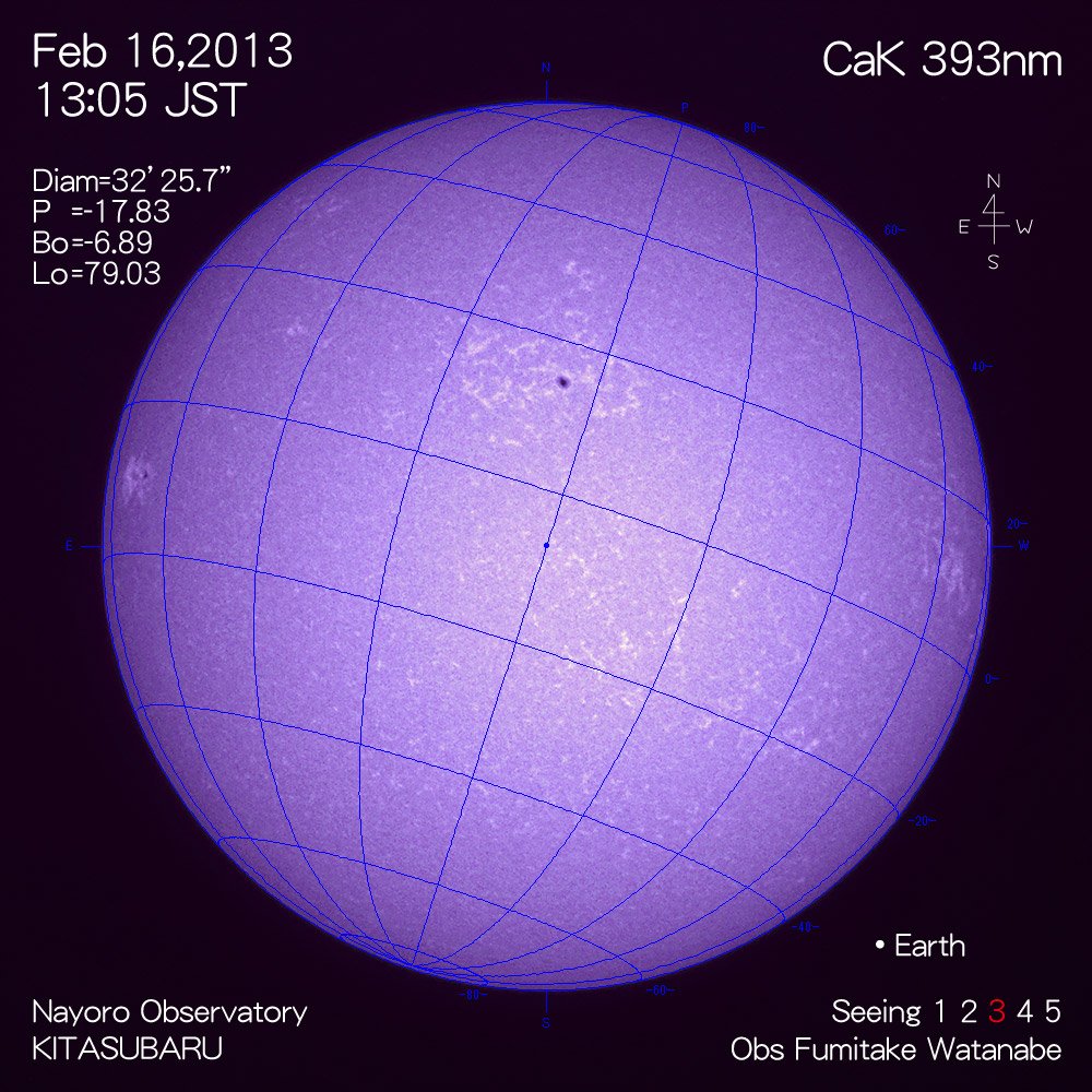 2013年2月16日CaK波長の太陽