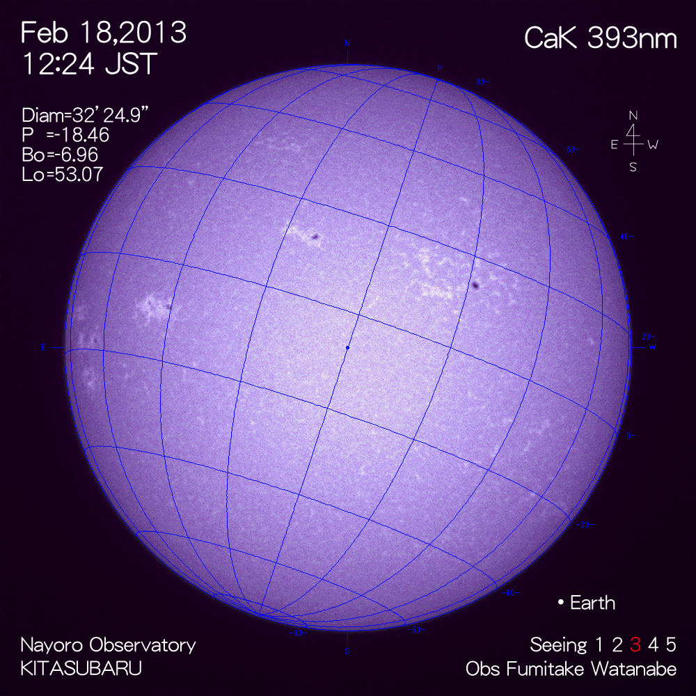 2013年2月18日CaK波長の太陽