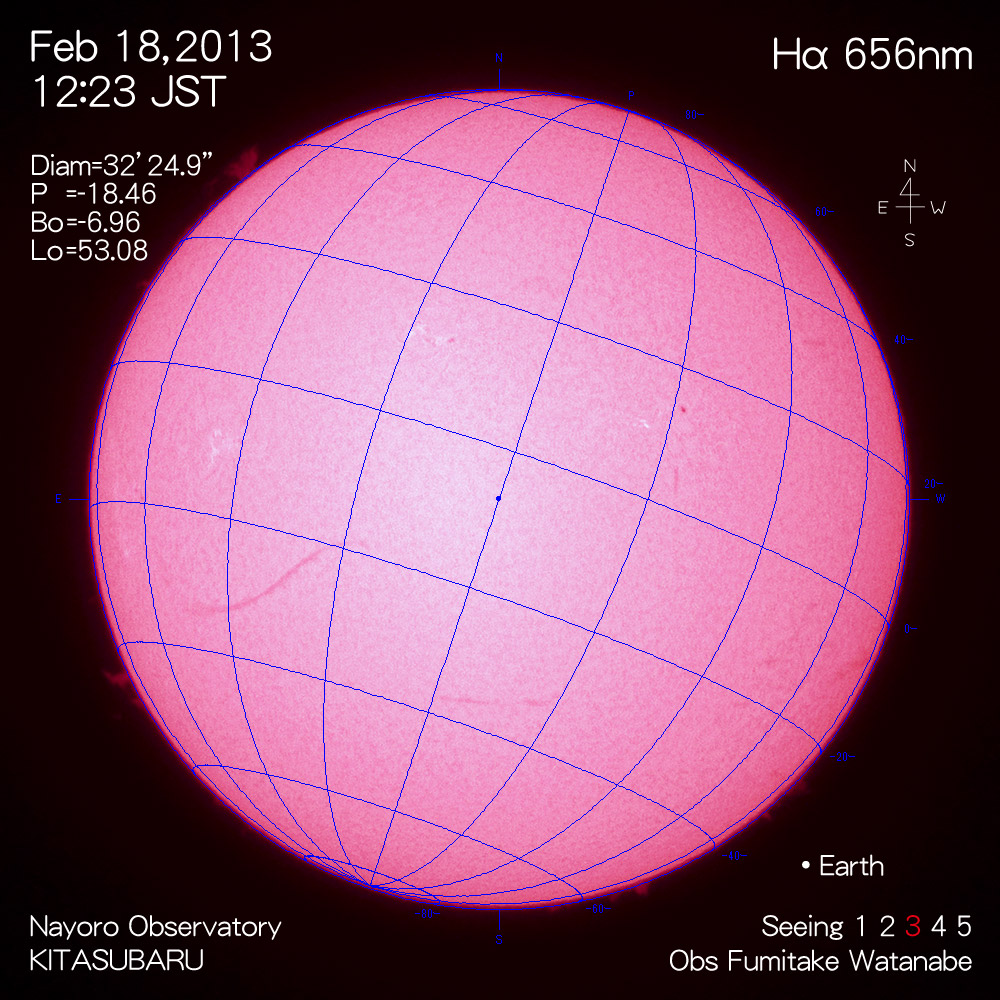 2013年2月18日Hα波長の太陽