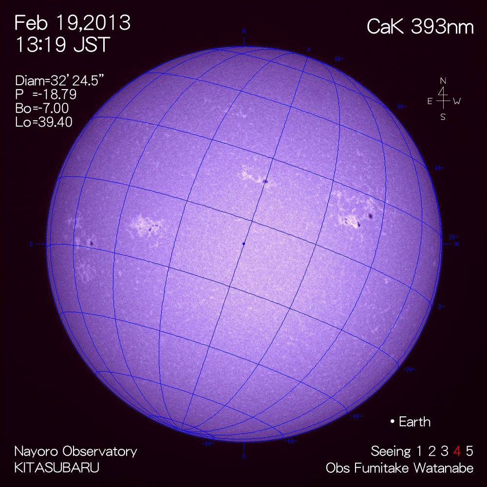 2013年2月19日CaK波長の太陽