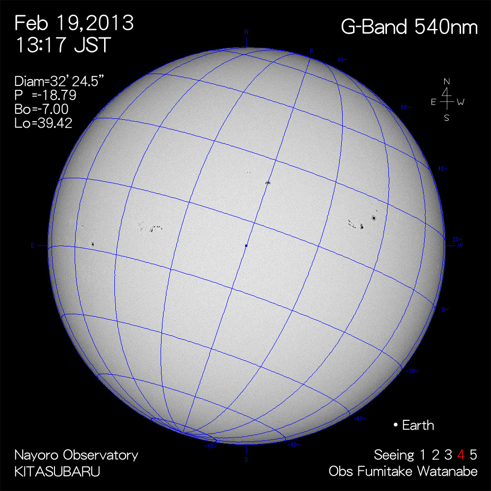 2013年2月19日540nm波長の太陽
