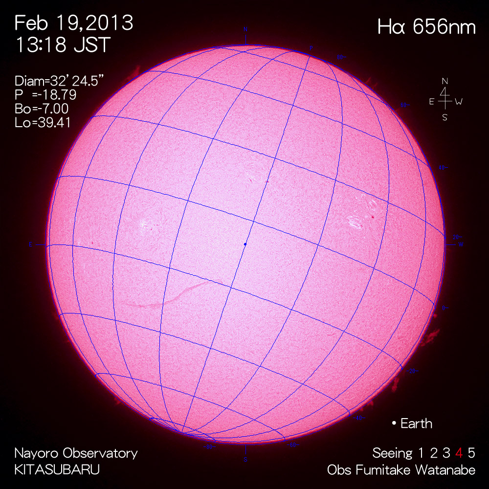 2013年2月19日Hα波長の太陽