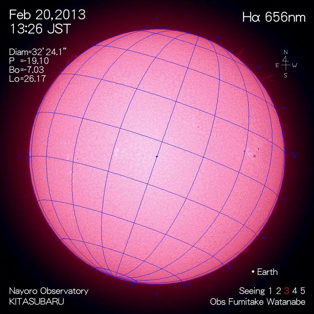 2013年2月20日Hα波長の太陽