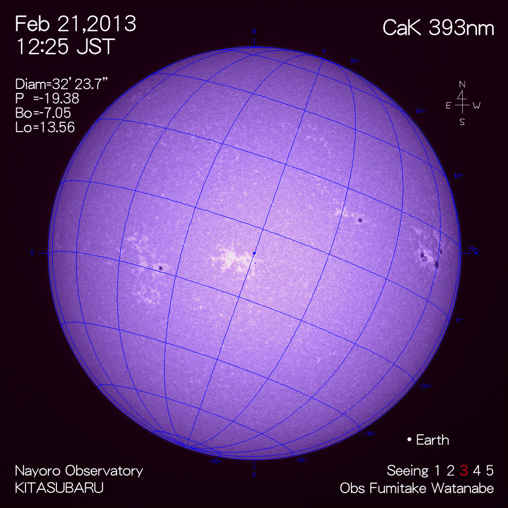 2013年2月21日CaK波長の太陽