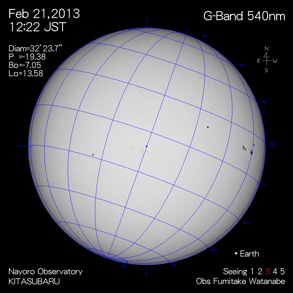 2013年2月21日540nm波長の太陽