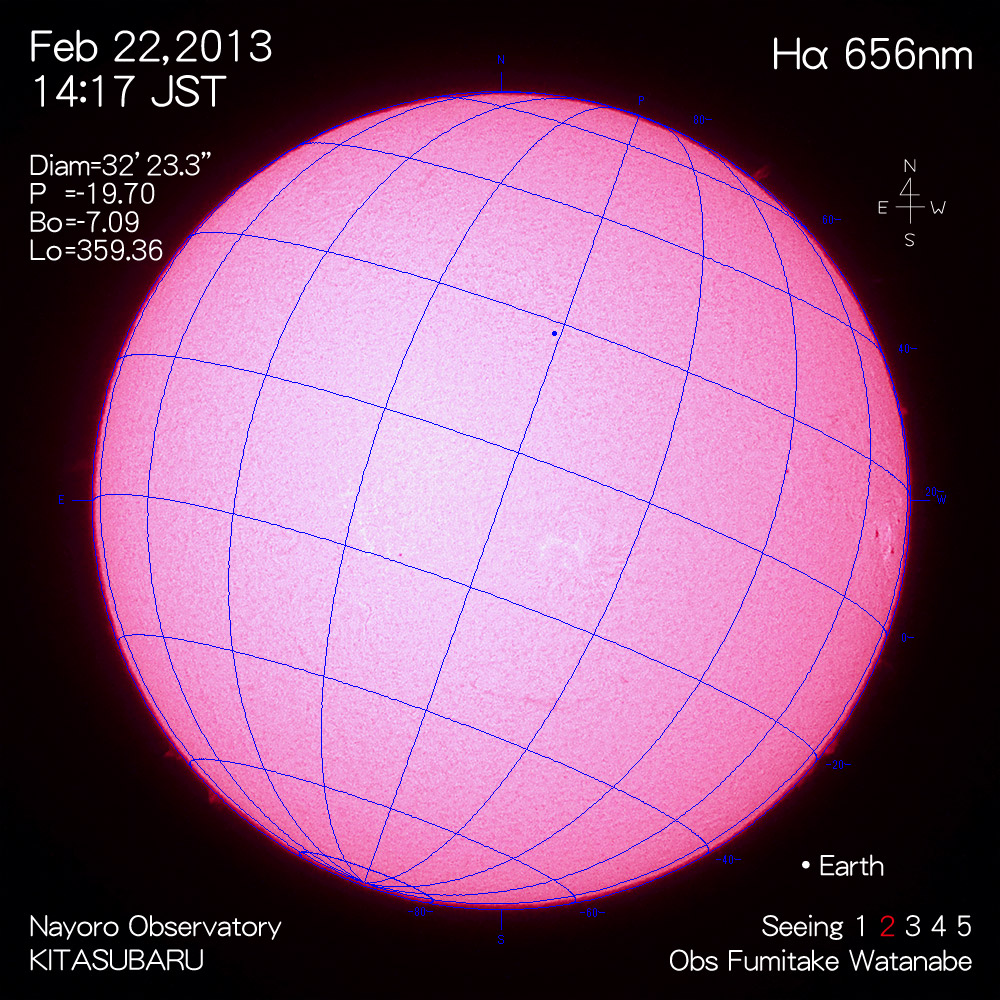 2013年2月22日Hα波長の太陽
