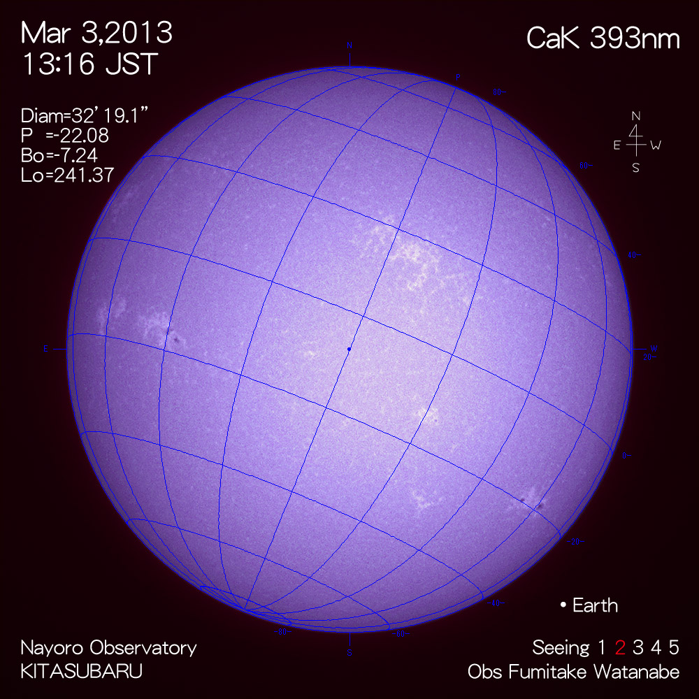 2013年3月3日CaK波長の太陽