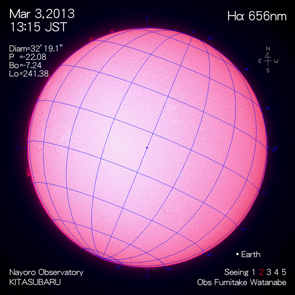 2013年3月3日Hα波長の太陽