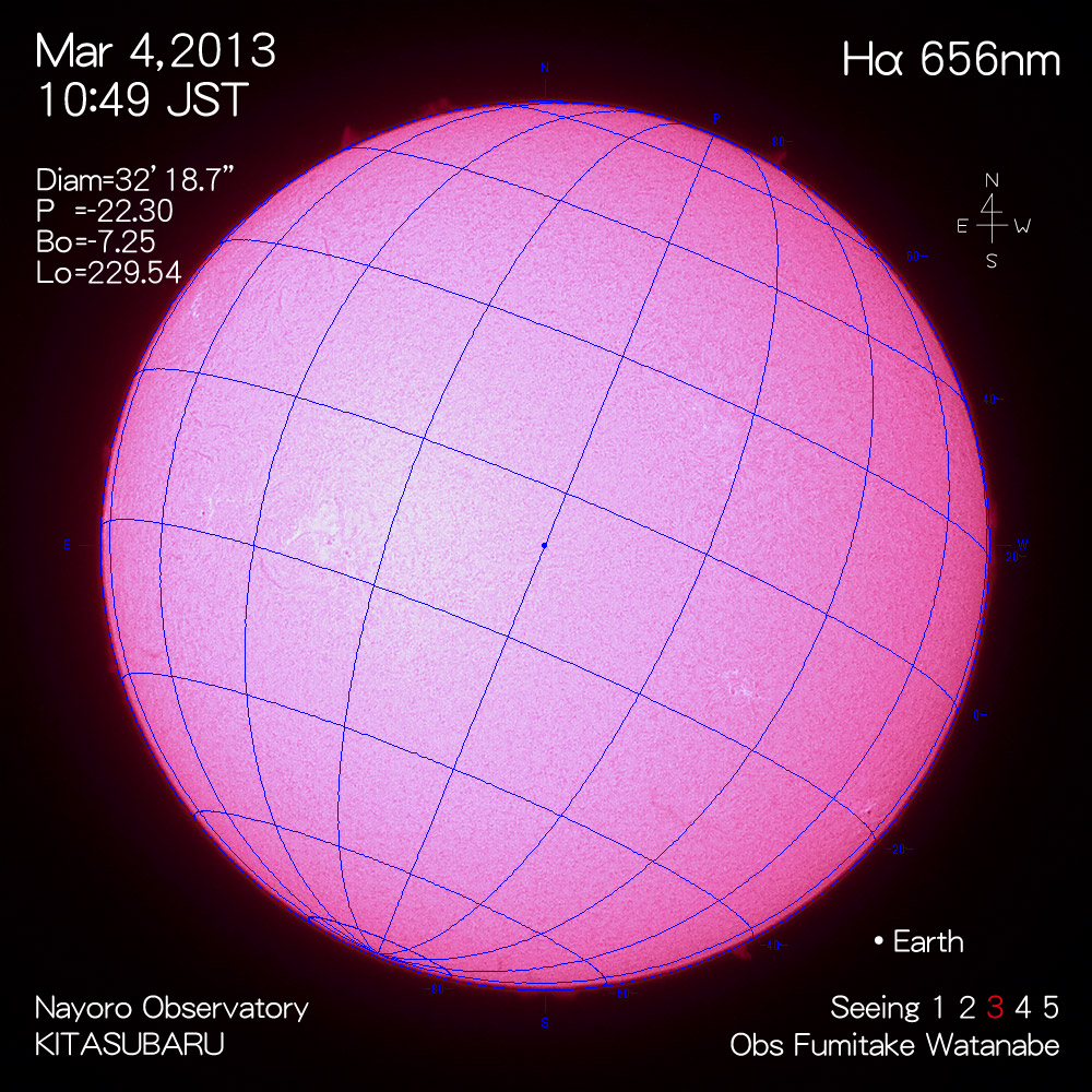 2013年3月4日Hα波長の太陽