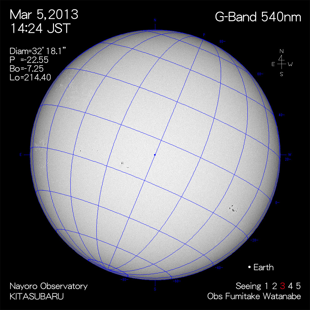 2013年3月5日540nm波長の太陽