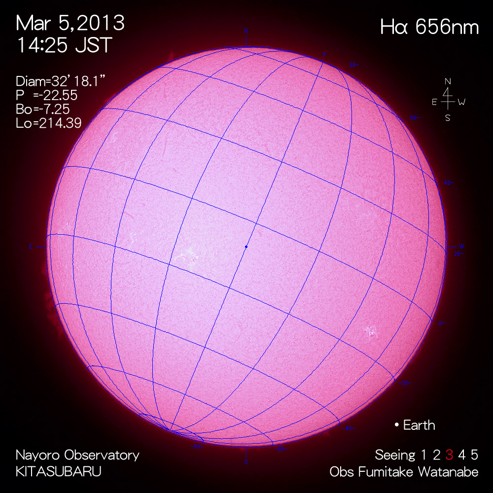 2013年3月5日Hα波長の太陽