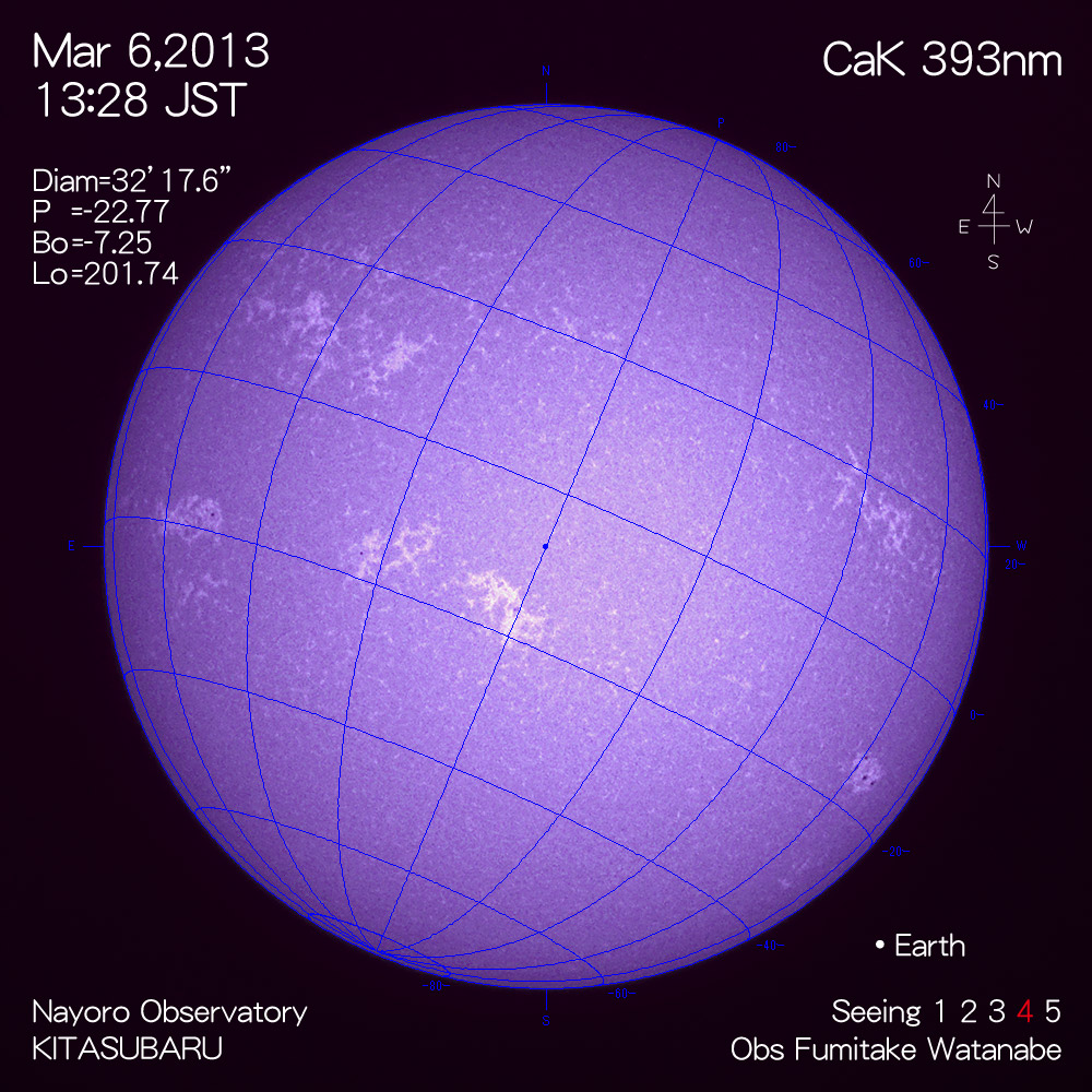 2013年3月6日CaK波長の太陽