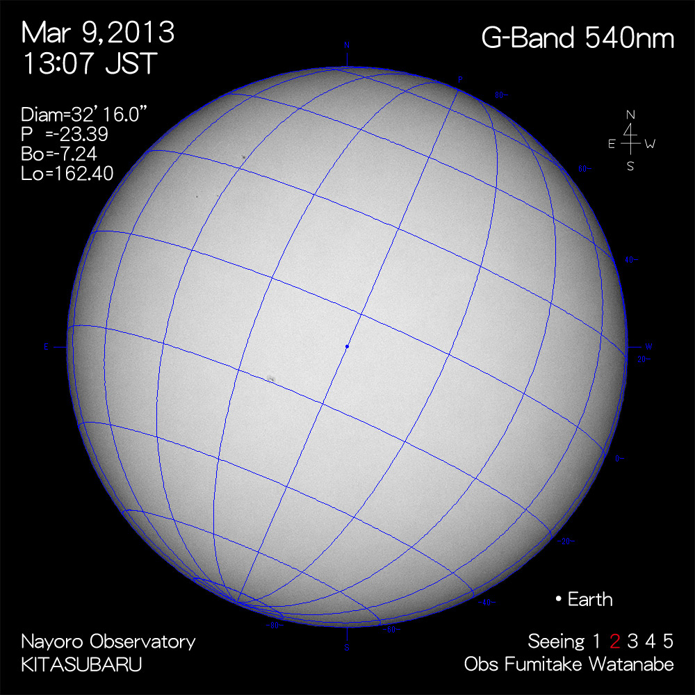 2013年3月9日540nm波長の太陽
