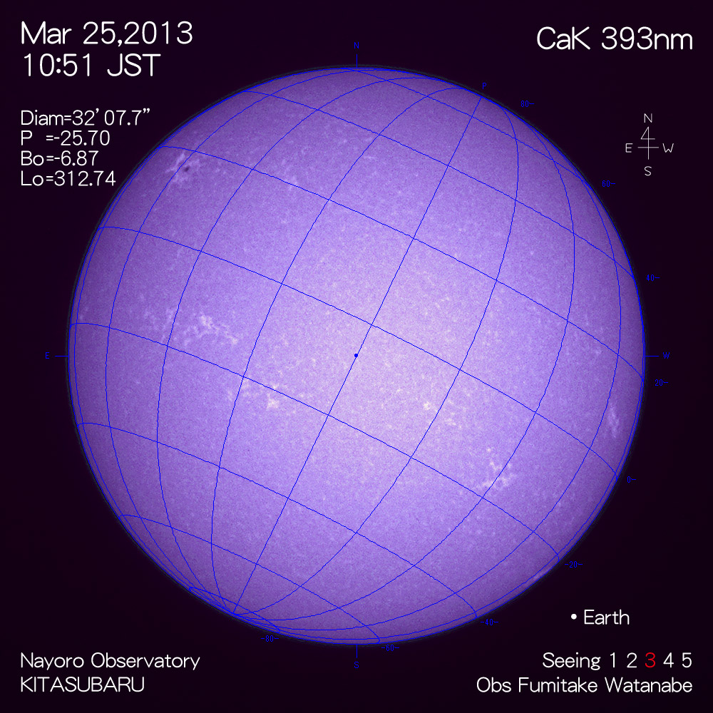 2013年3月25日CaK波長の太陽