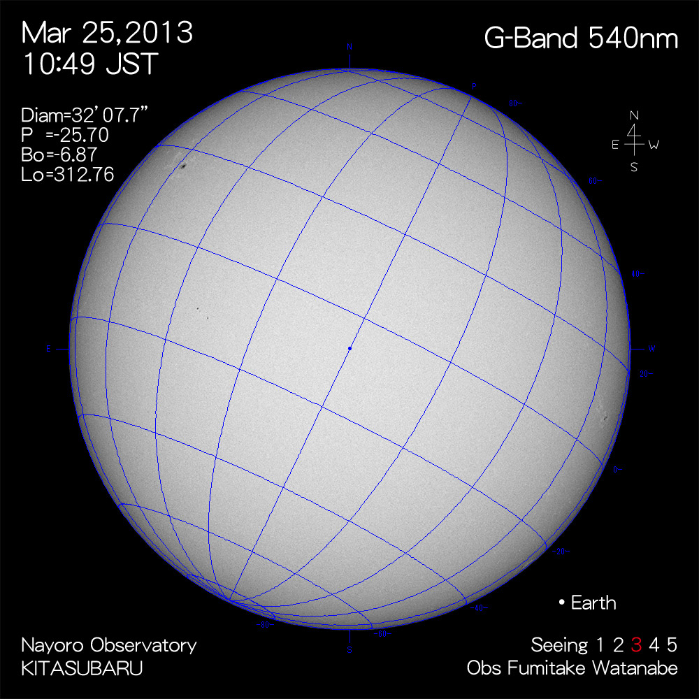 2013年3月25日540nm波長の太陽
