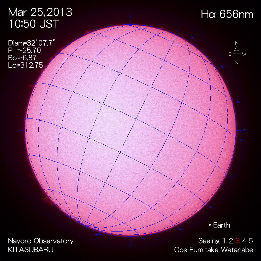 2013年3月25日Hα波長の太陽