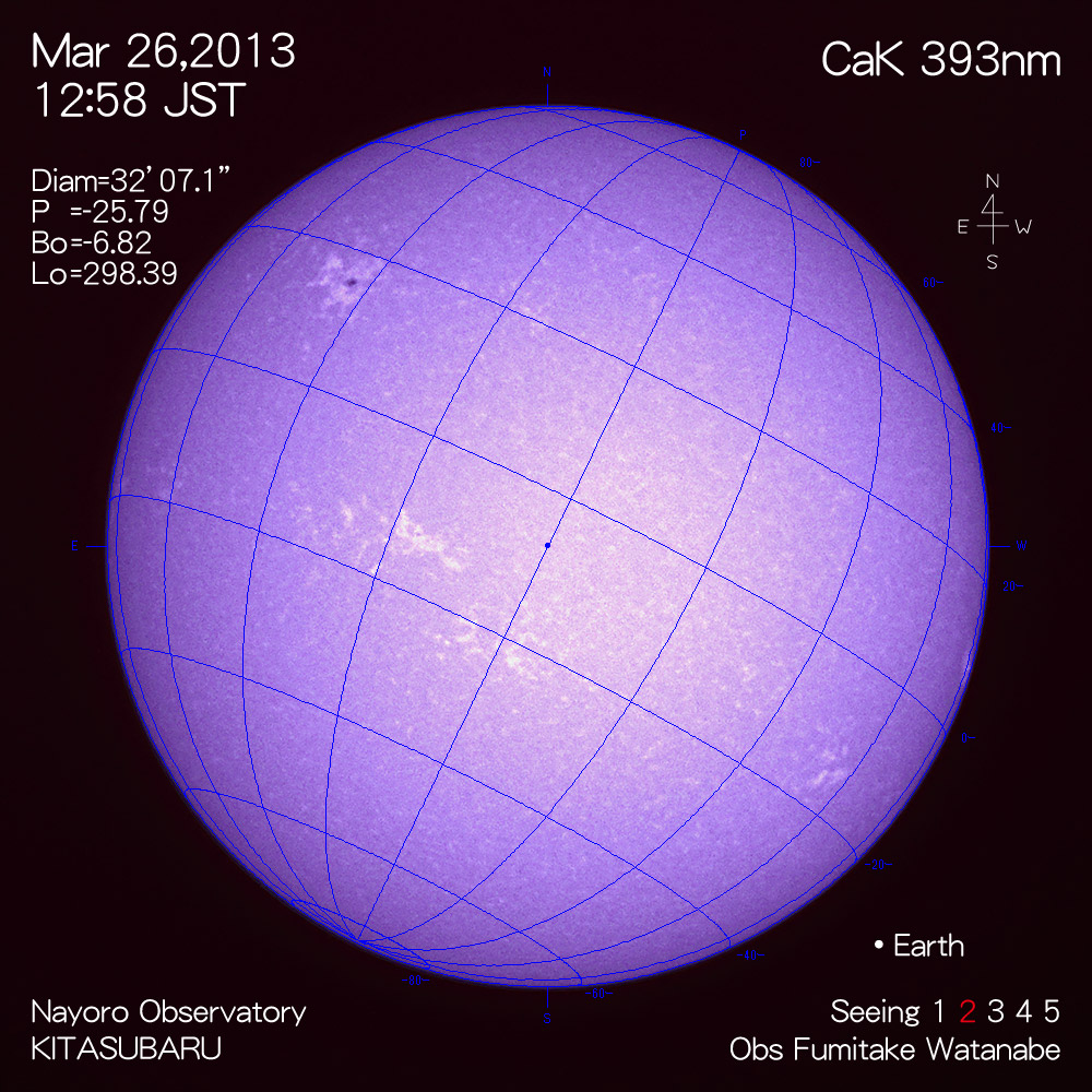 2013年3月26日CaK波長の太陽