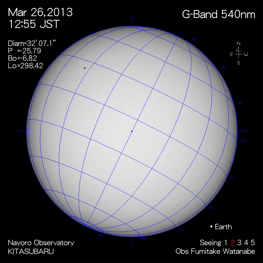 2013年3月26日540nm波長の太陽