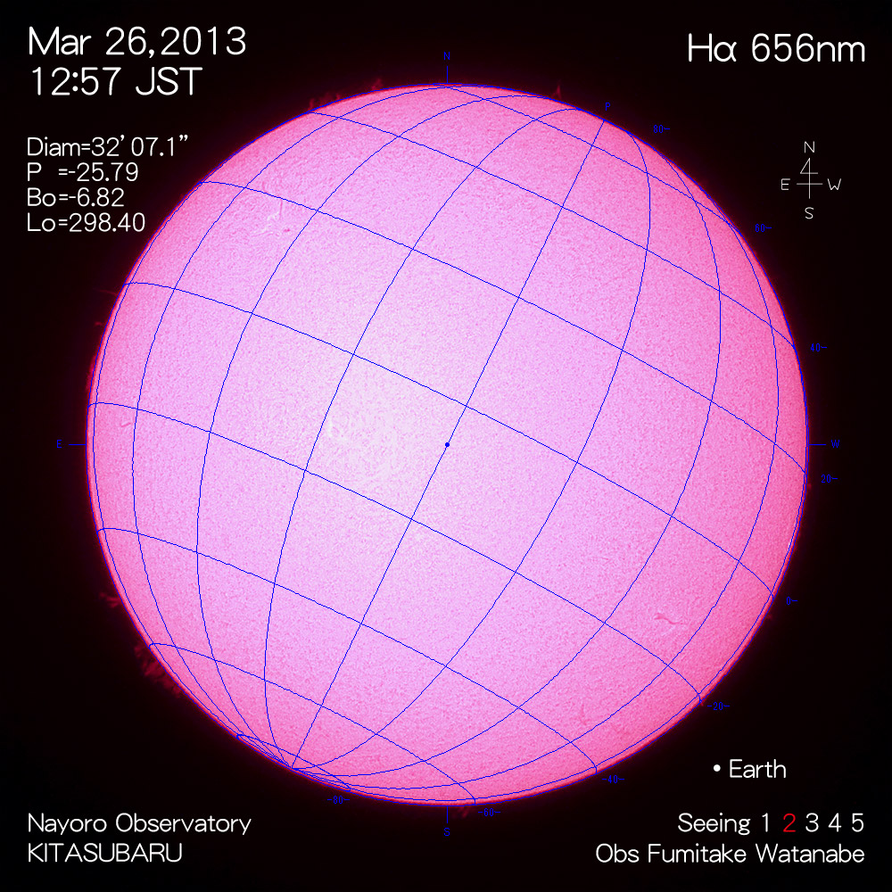 2013年3月26日Hα波長の太陽
