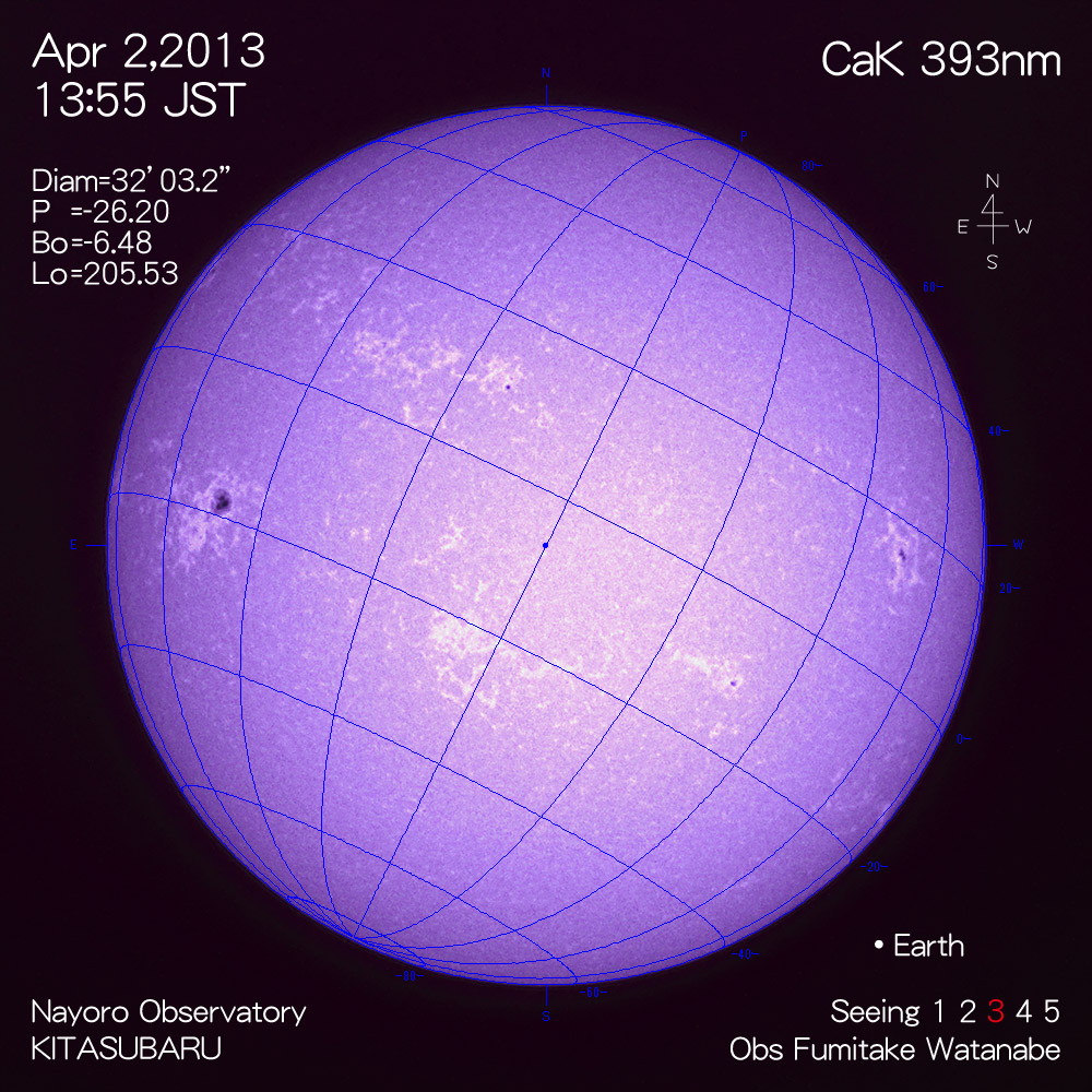 2013年4月2日CaK波長の太陽
