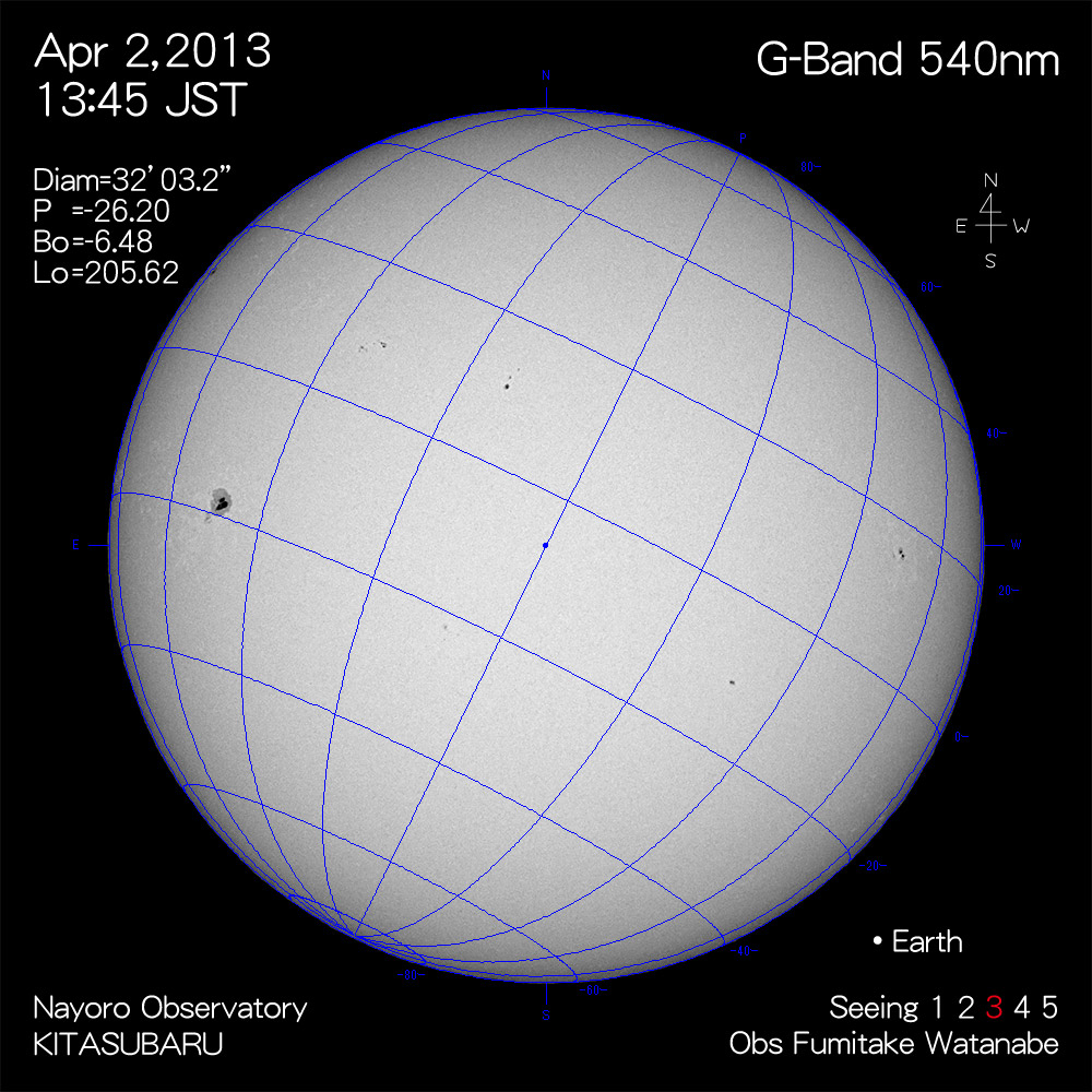 2013年4月2日540nm波長の太陽