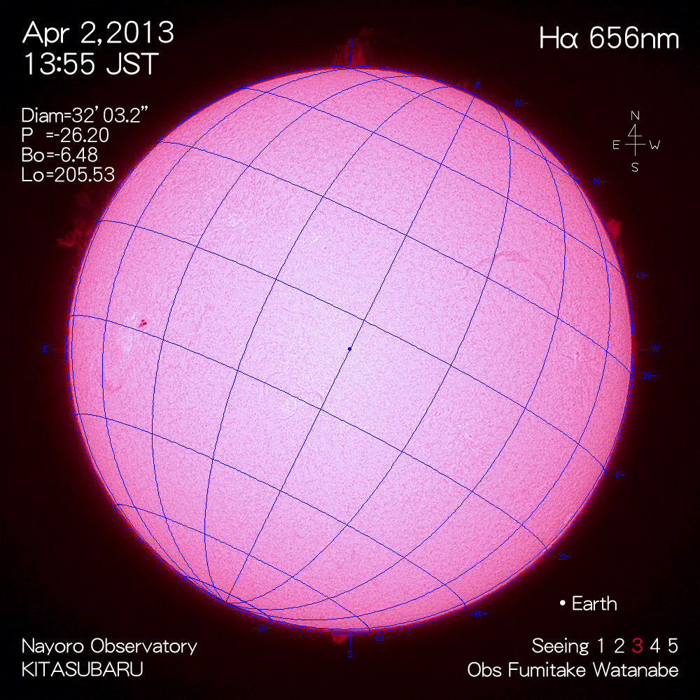 2013年4月2日Hα波長の太陽