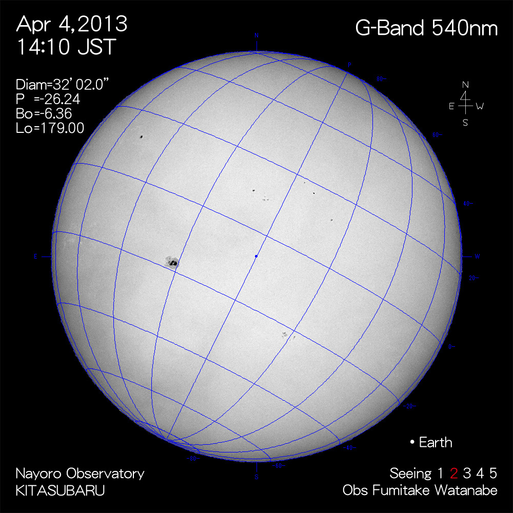 2013年4月4日540nm波長の太陽