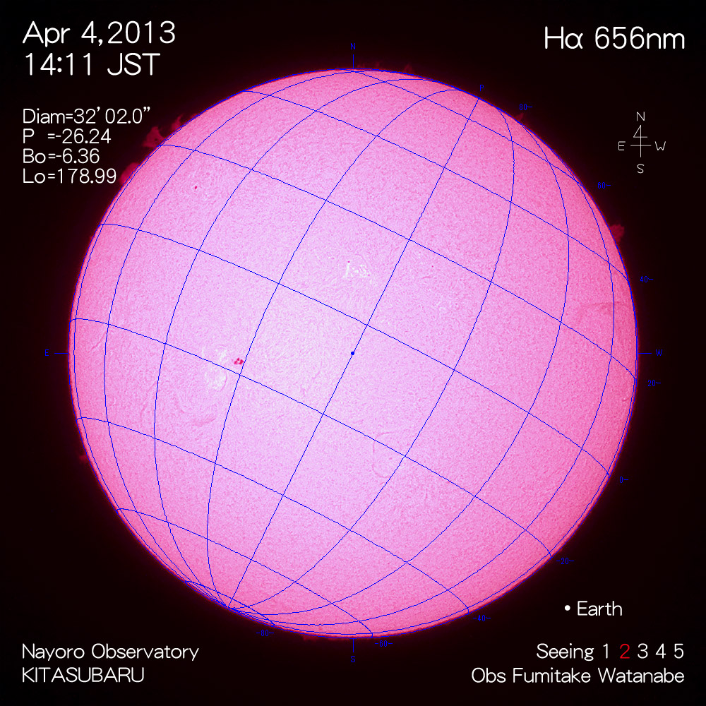 2013年4月4日Hα波長の太陽