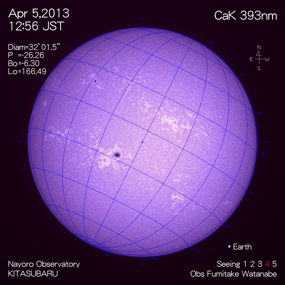 2013年4月5日CaK波長の太陽