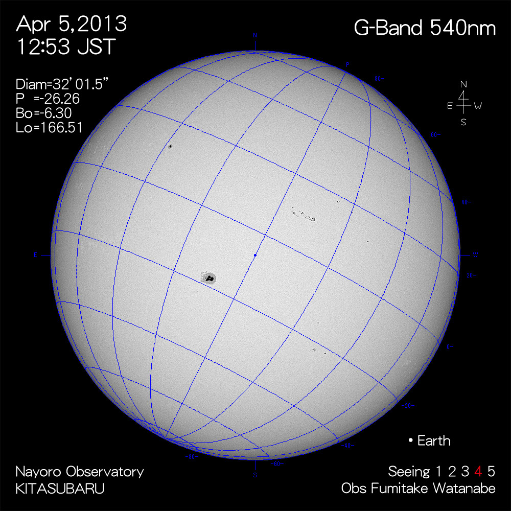 2013年4月5日540nm波長の太陽