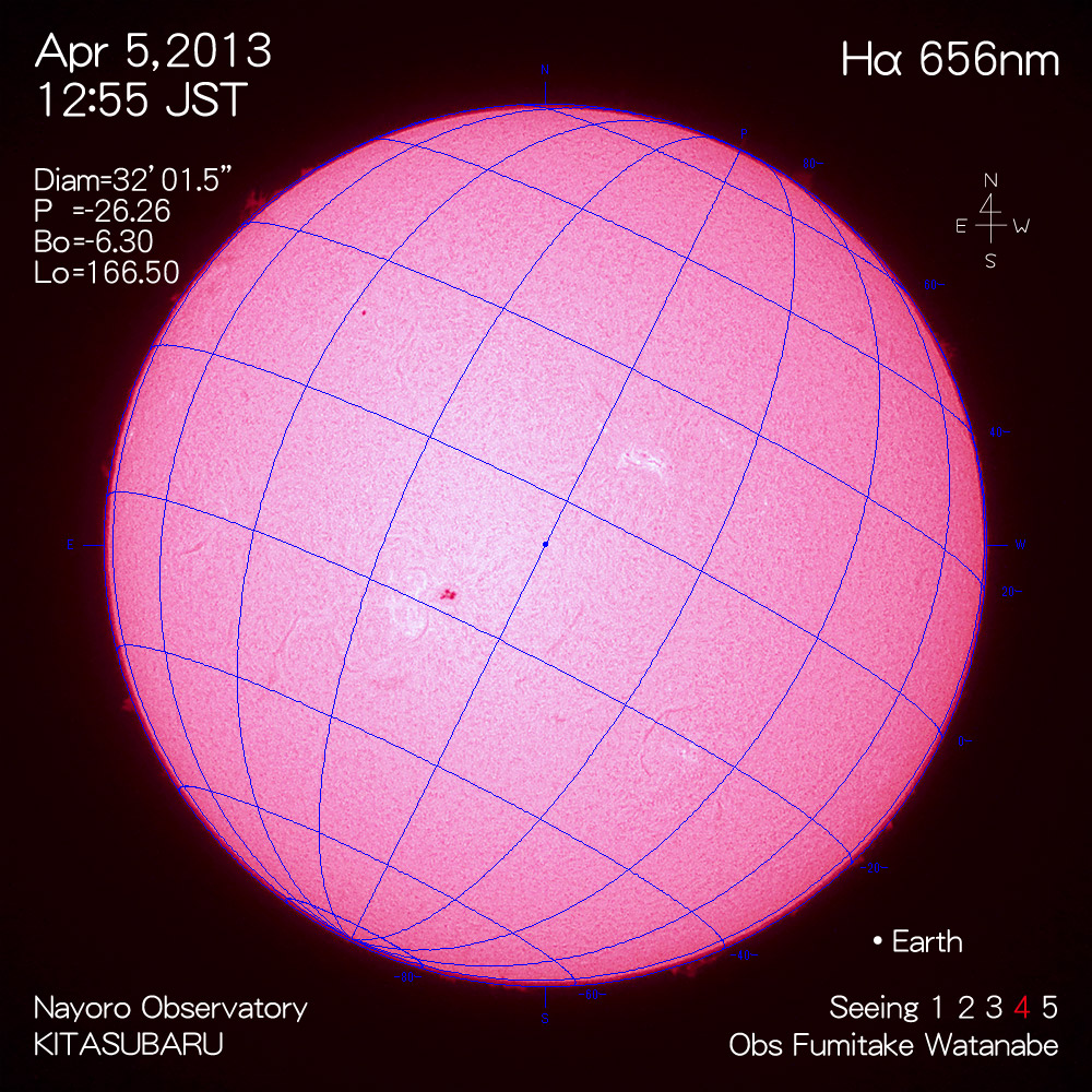 2013年4月5日Hα波長の太陽